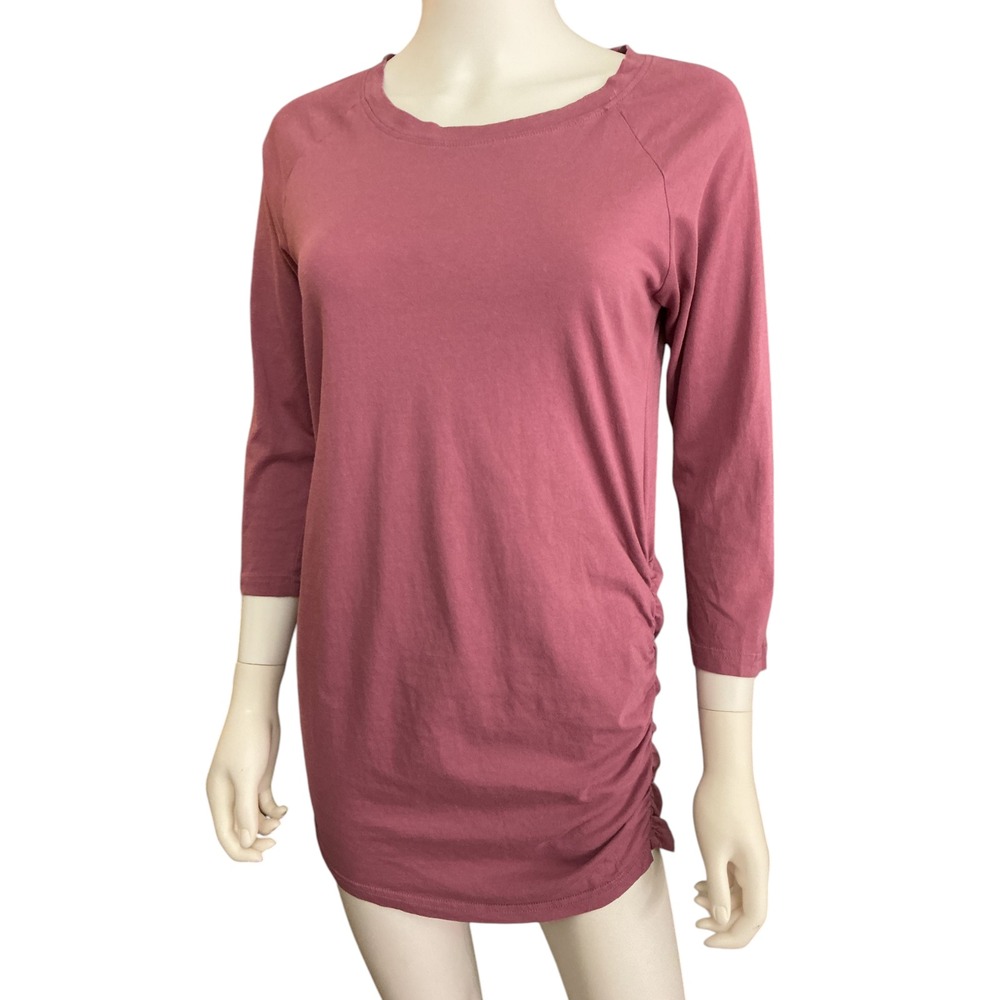 Pact Ruched Side Tunic Dress Size M Mauve Pink Organic Cotton Comfort Casual